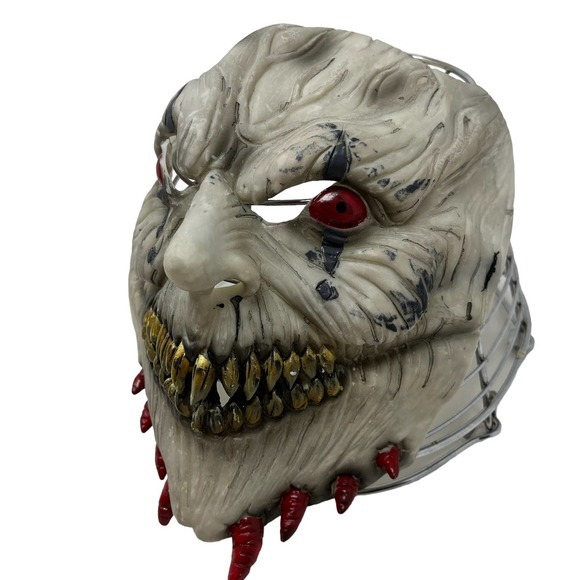 Adult Halloween Face Mask. Scary Costume. Demon‎ Mask. Gray Mask Red Eyes - Picture 3 of 6